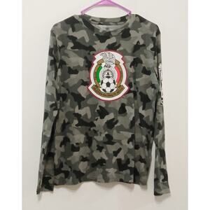Seleccion Nacional De Mexico Youth T Shirt Camo Black Gray Soccer Size XL
